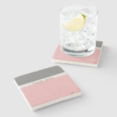 Pretty Pink & Grey Stone Coaster Stenen Onderzetter (Zijkant)