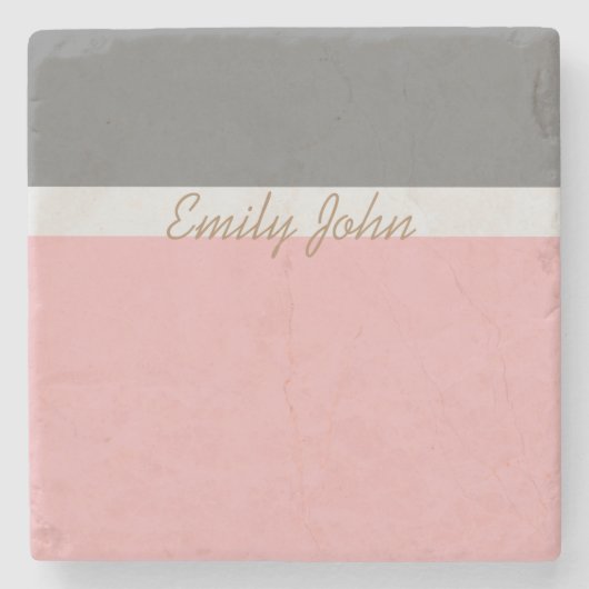 Pretty Pink & Grey Stone Coaster Stenen Onderzetter (Voorkant)