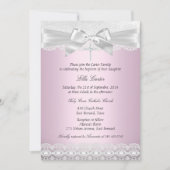 Pretty Pink Lace Cross Baptism Invitation (Devant)