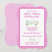 Pretty Pink Mahjong Birthday Invitation Kaart (Voorkant / Achterkant)