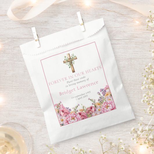 Pretty Pink Peonies Funeral Seed Packet Bedankzakje (Geknipt)