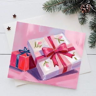 Pretty Pink Presents Cadeau Viering Schilderij Feestdagenkaart