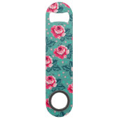 Pretty Pink Roses and Polka Dot Pattern on Teal (Dos)