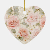 Pretty Pink Roses Floral Keramisch Ornament (Achterkant)