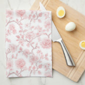 Pretty Pink Roses Floral Theedoek (Quarter Fold)