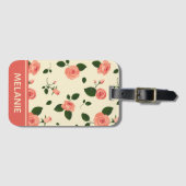 Pretty Pink Roses Pastel Pink Pattern Personalised Bagagelabel (Voorkant (horizontaal))