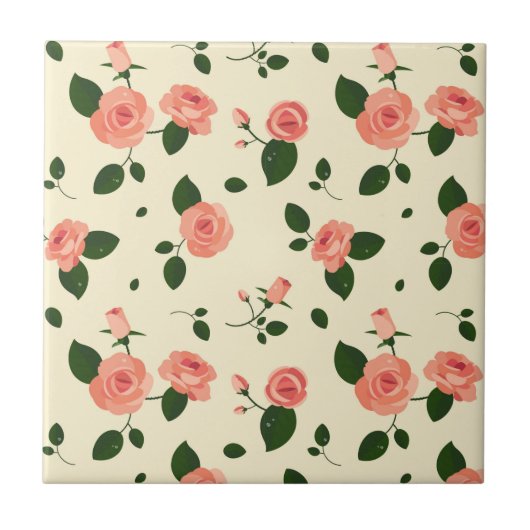 Pretty Pink Roses Pastel Pink Pattern Tegeltje (Voorkant)