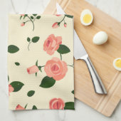 Pretty Pink Roses Pastel Pink Pattern Theedoek (Quarter Fold)