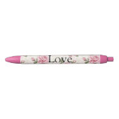 Pretty Pink Roses Zwarte Inkt Pen (Voorkant)