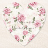 Pretty Pink Rozen Bruidsfeest Kartonnen Onderzetters (Voorkant)