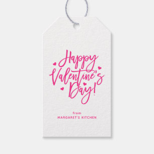 Pretty Pink Script Gelukkig Valentijnsdag Cadeaulabel