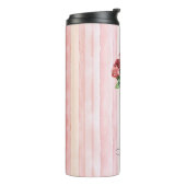Pretty Pink Stripes Roses Floral Thermosbeker (Gedraaid links)