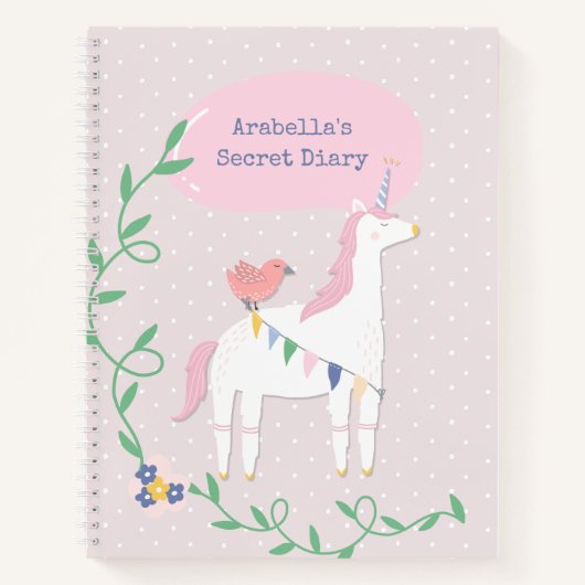Pretty Pink Unicorn Girl's Secret Journal (Devant)