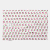 Pretty pink watercolor flowers monogrammed theedoek (Horizontaal)