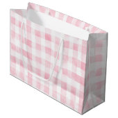 Pretty Pink White Plaid Stripes Bridal Shower Groot Cadeauzakje (Voorkant Gekanteld)