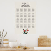 Pretty pink white red roses seating chart poster (Keuken)