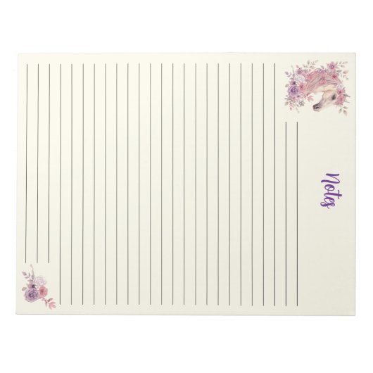 Pretty Ponies and Petals Horse Notepad  Notitieblok (Voorkant)