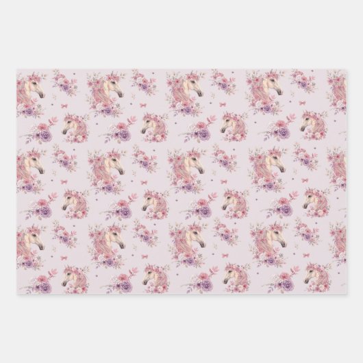 Pretty Ponies and Petals Horse Wrapping Paper (Voorkant 2)