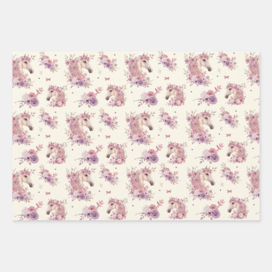Pretty Ponies and Petals Horse Wrapping Paper (Voorkant)