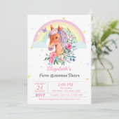 Pretty Pony Rainbow Stars Invitation Anniversaire (Debout devant)