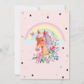 Pretty Pony Rainbow Stars Invitation Anniversaire (Dos)