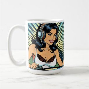 Pretty Pop Art Deejay Jamming Koffiemok