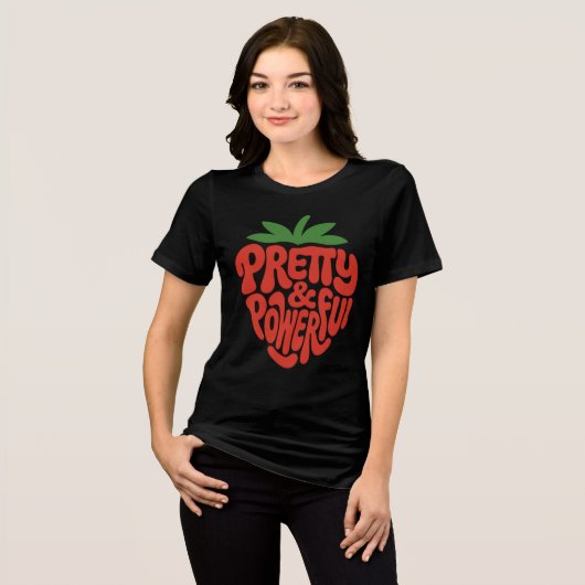 Pretty & Powerful Strawberry Icon Tri-Blend Shirt (Voorkant volledig)