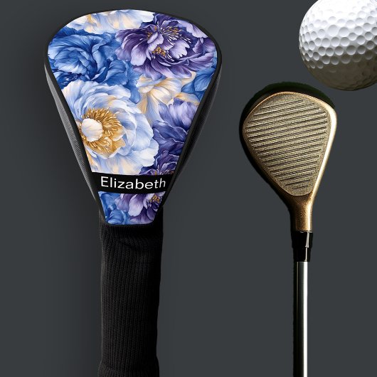 Pretty Pretty Blue Peony Personalized Golfheadcover