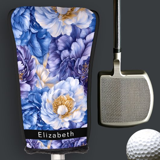 Pretty Pretty Blue Peony Personalized Golfheadcover
