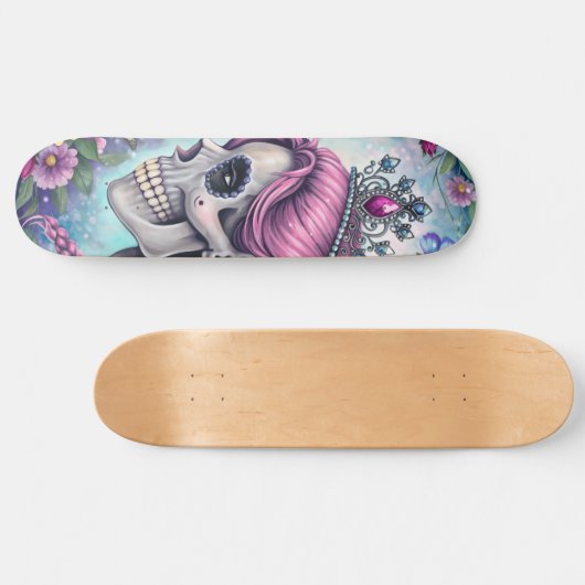 Pretty Princess Skull Skateboard (Horz)