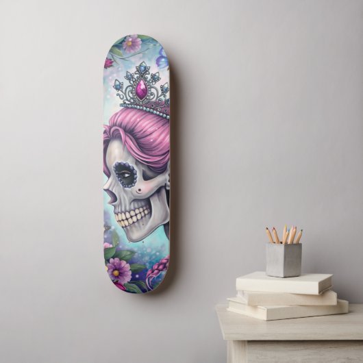 Pretty Princess Skull Skateboard (Art mural)