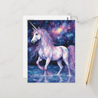 Pretty Purple Unicorn In The Lake Briefkaart