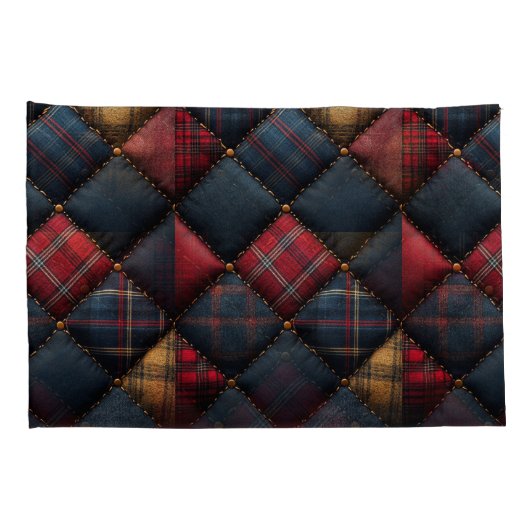  Pretty Quilt Red Navy Yellow Pattern Kussensloop (Achterkant-Rechts)