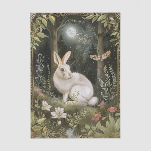 Pretty Rabbit in the Moonlight Illustration Tissuepapier (Voorkant)