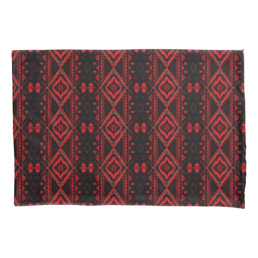 Pretty Red and Black Native American Pattern Kussensloop (Voorkant-Links)