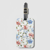 Pretty Red Blue Flowers Bagagelabel (Voorkant (verticaal))