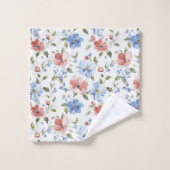 Pretty Red Blue Flowers Birthday Bad Handdoek (Wasdoekje)