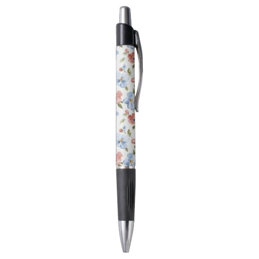 Pretty Red Blue Flowers Pen (Achterkant (Verticaal))