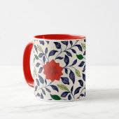 Pretty red floral pattern mok (Voorkant links)