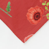 Pretty Red Poppies Pattern Monogram Fleece Deken (Hoek)
