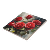 Pretty red roses watercolor painting tegeltje (Zijkant)