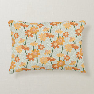 Pretty retro muted 1970s flowers accent kussen
