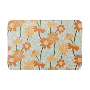 Pretty retro muted 1970s flowers badmat