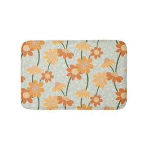 Pretty retro muted 1970s flowers badmat