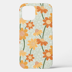 Pretty retro muted 1970s flowers iPhone 12 hoesje