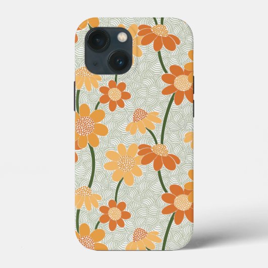 Pretty retro muted 1970s flowers Case-Mate iPhone case (Achterkant)