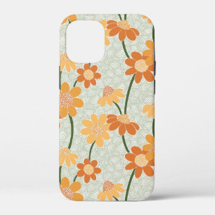 Pretty retro muted 1970s flowers iPhone 12 mini hoesje