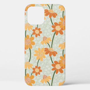 Pretty retro muted 1970s flowers iPhone 12 hoesje
