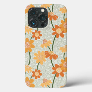 Pretty retro muted 1970s flowers iPhone 13 pro hoesje