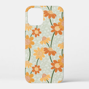 Pretty retro muted 1970s flowers iPhone 12 mini hoesje